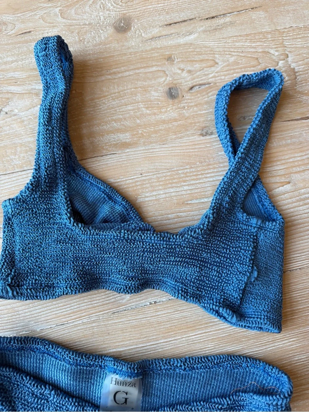 Hunza G Juno Bikini -Blue Textured Twist Bikini Set